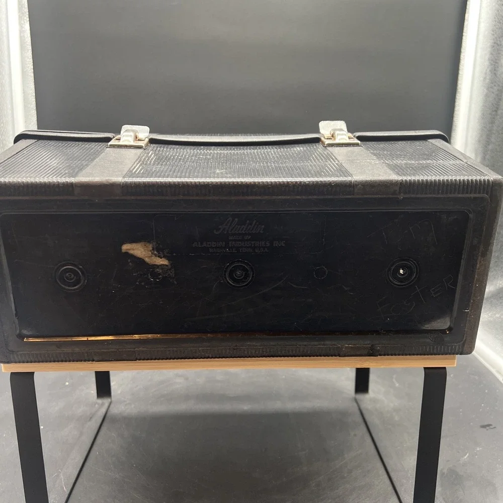 Vintage Alladin Black Plastic Lunchbox - Lunch Bucket Movie Prop